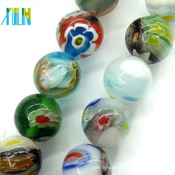 multi-colored millefiori glass beads round tensha beads